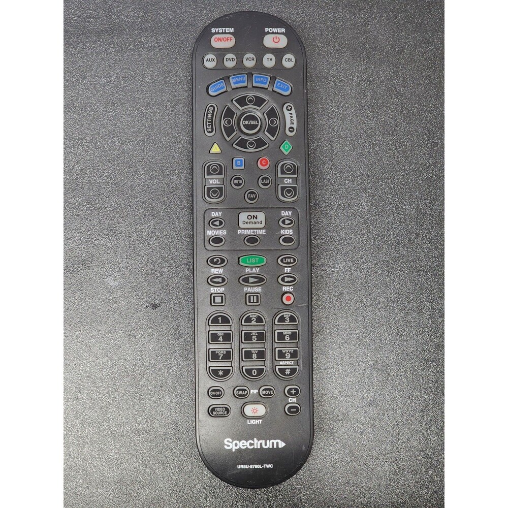 Spectrum UR5U-8780L-TWC Cable Box Remote Control AUX DVD VCR TV CBL